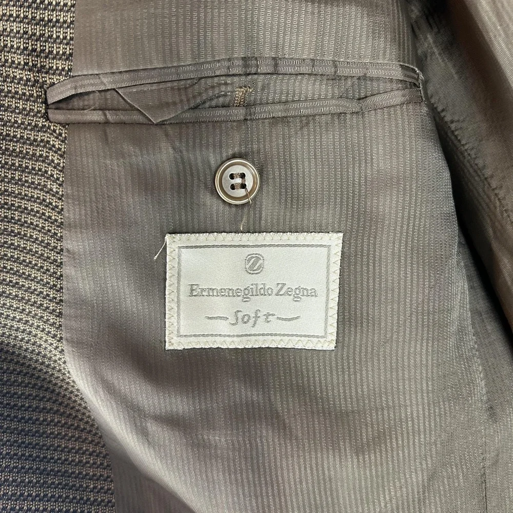 Ermenegildo Zegna Soft Jacket Mens 44R Brown Wool Blazer Made Switzerland‎